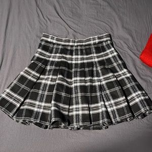 Black and white, plaid pleated skirt from SHEIN; size XS